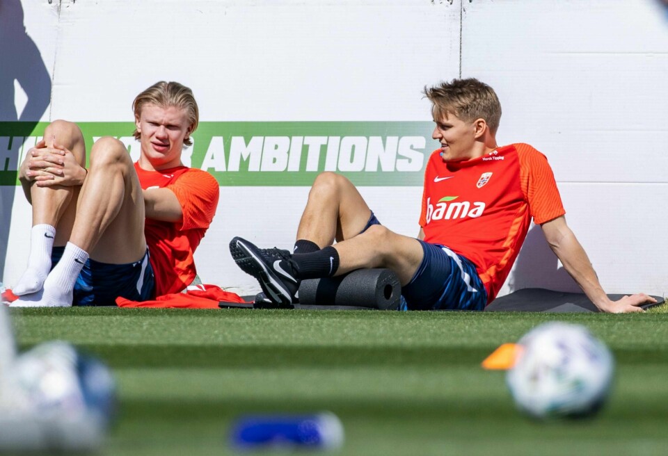 KLARE: Erling Braut Haaland og Martin Ødegaard er klare til kamp. Begge vil være viktige for landslaget til Norge i kampen mot Gibraltar.