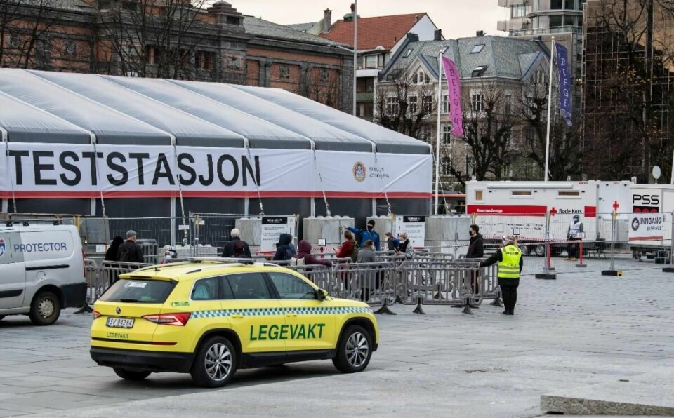 TESTSTASJON: Onsdag testet 3.246 personer seg for korona i Bergen. Det er det høyeste antallet på et døgn i kommunen.