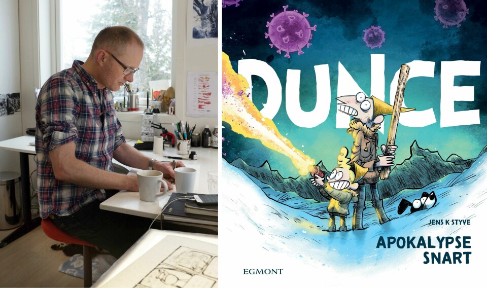 'Dunce'-serieskaper Jens K. Styve har tittelen klar for høstens koronapreget tegneseriebok - nemlig 'Apokalypse snart'. Foto: Agnese Zihle / Egmont / handout NTB kultur 'Dunce'-serieskaper Jens K. Styve har tittelen klar for høstens koronapreget tegneseriebok - nemlig 'Apokalypse snart'. Foto: Agnese Zihle / Egmont / handout NTB kultur