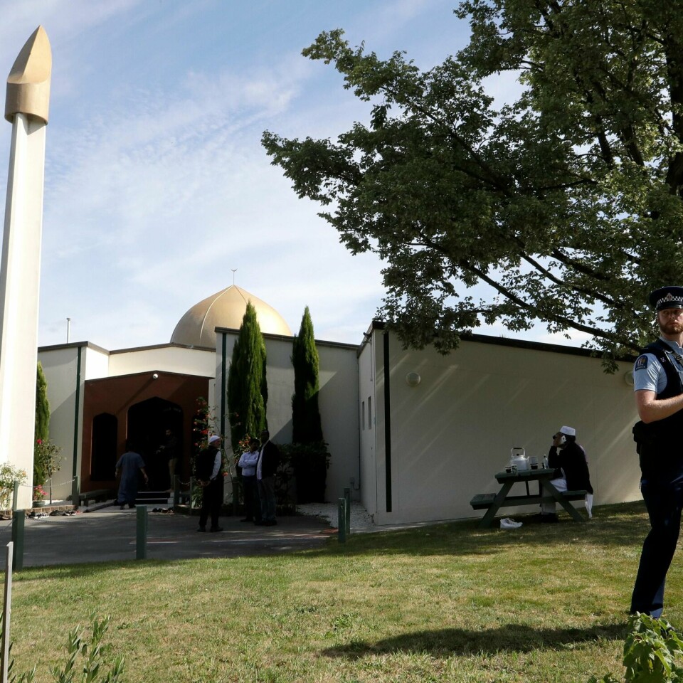 SIKTET: Brenton Tarrant er siktet for å ha drept 50 mennesker i et terrorangrep. Bildet viser Al Noor moskeen i byen Christchurch på New Zealand. Her ble flere mennesker drept.