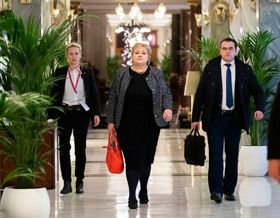RUSSLAND: Erna Solberg (i midten) skal snakke med Russlands president Vladimir Putin. Flere håper hun vil snakke om tiltalte Frode Berg.