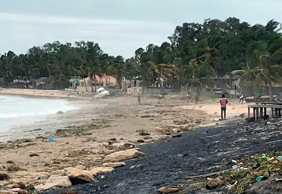 This photo supplied by World Food Programme shows the Wimbi Beach in Pemba, Mozambique, after Cyclone Kenneth made landfall Friday, April 26, 2019. At least one person is reported dead and homes have been destroyed after the powerful cyclone struck northern Mozambique and continues to dump rain on the region, with the United Nations warning of 'massive flooding.' Cyclone Kenneth arrived just six weeks after Cyclone Idai tore into central Mozambique, killing more than 600 people and displacing scores of thousands. (Nour Hemeci/World Food Programme via AP)