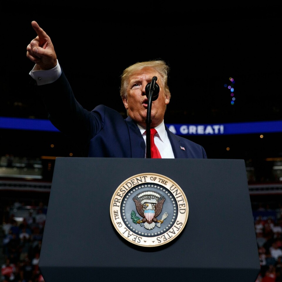 KANDIDAT: President Donald Trump sa tirsdag at han stiller til valg på nytt. Det skjedde under et folkemøte i delstaten Florida.