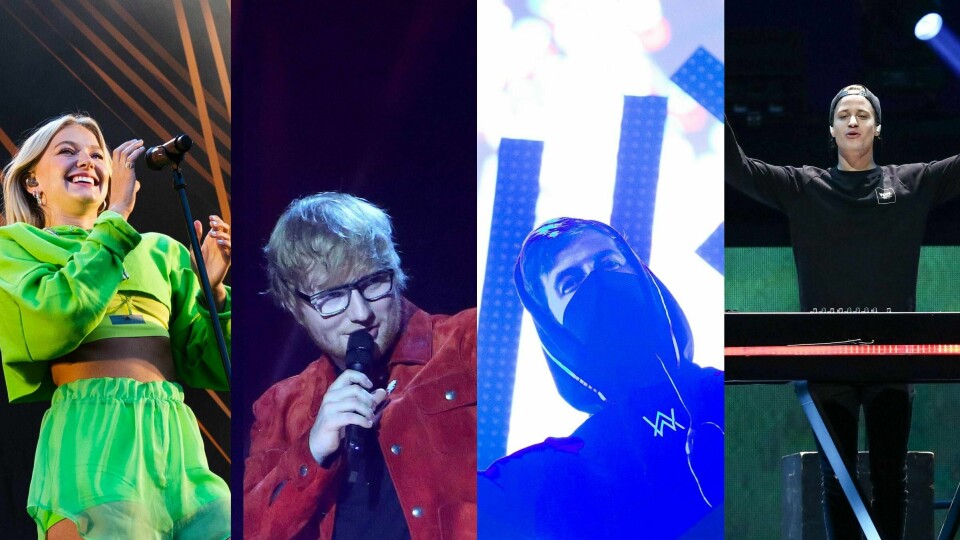 HITER: Kanskje får disse fem sommerhiter i år. Fra venstre Astrid S, Ed Sheeran, Alan Wlker og Kygo.