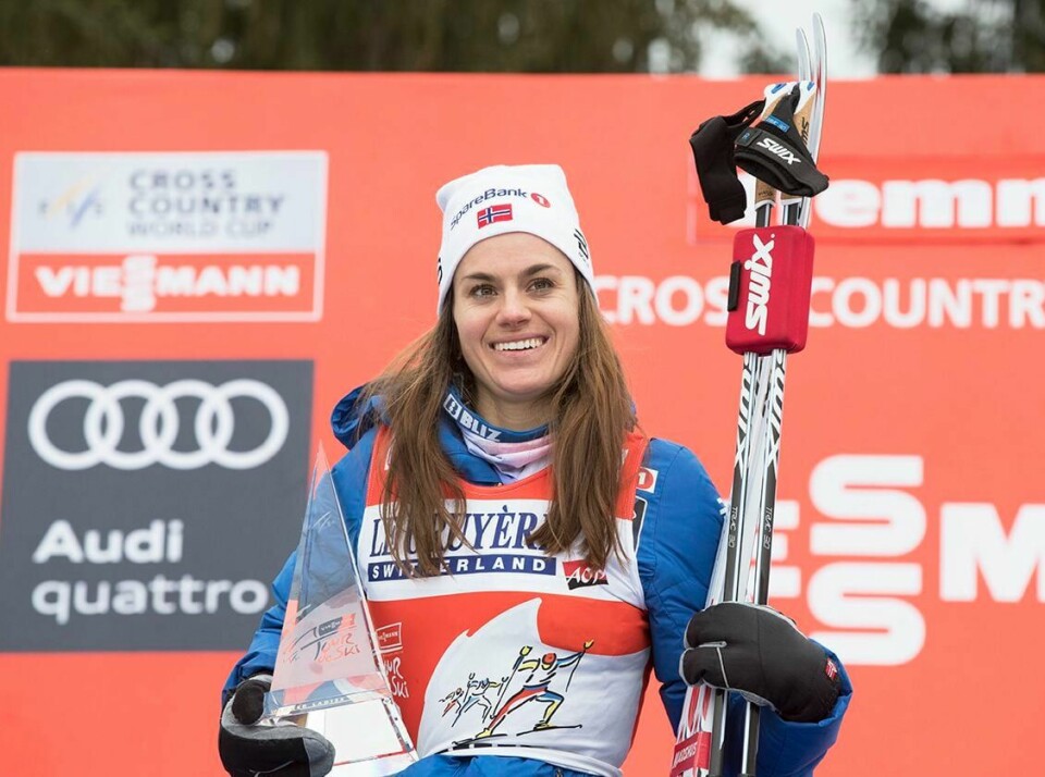 VANT: Heidi Weng kunne smile etter seieren i Tour de Ski søndag.