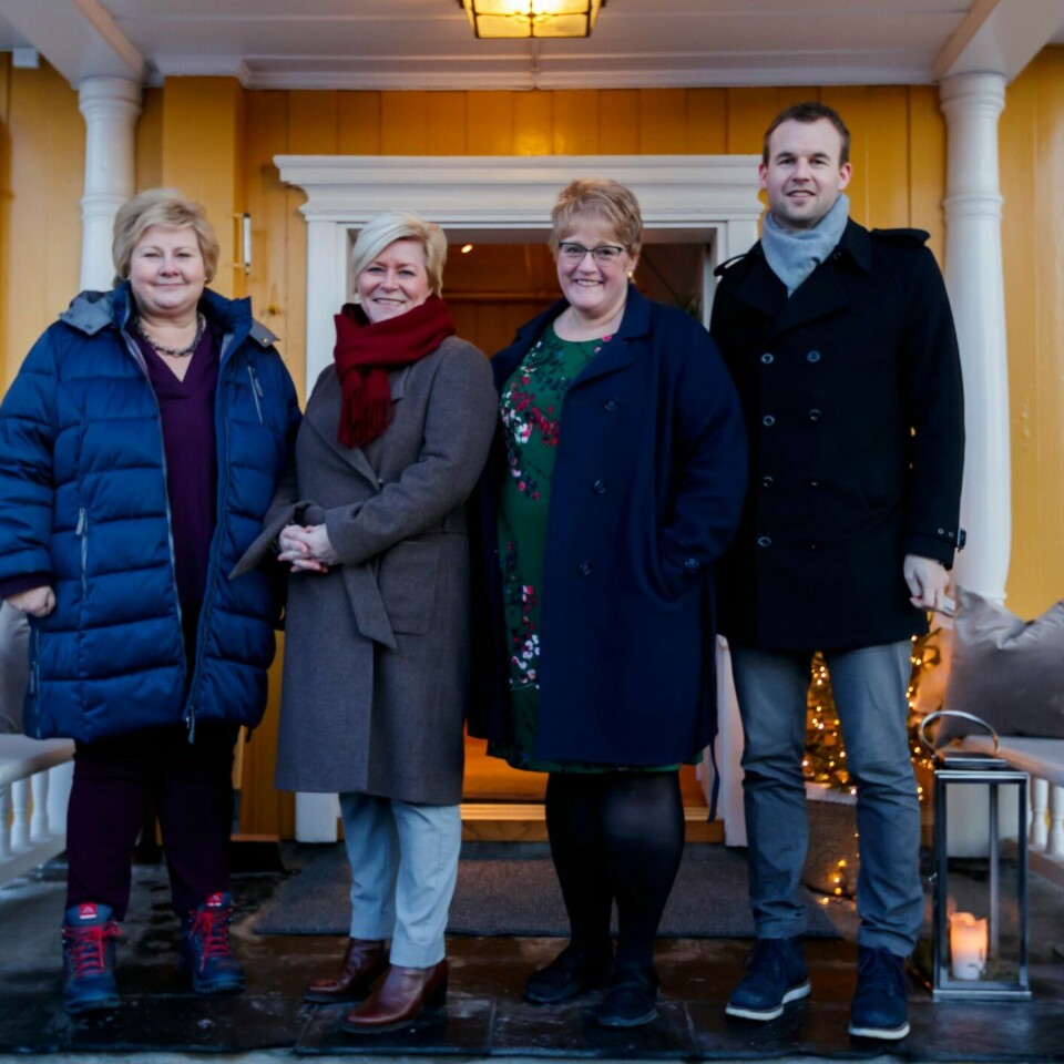 REGJERING: Kristelig Folkeparti ble med i regjeringen i år. Statsminister Erna Solberg (til venstre) klarte å samle fire partier.