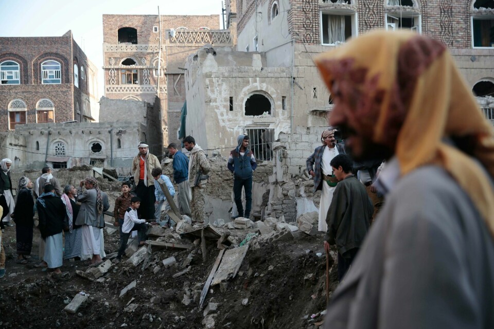 BOMBET: Saudi-Arabia og andre land bomber i Jemen. Bildet er fra et angrep i november 2017.