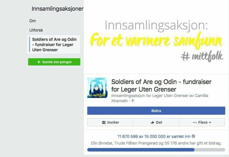 AKSJON: Mange har gitt penger til Leger uten grenser. De gir penger i protest mot justisminister Sylvi Listhaug.