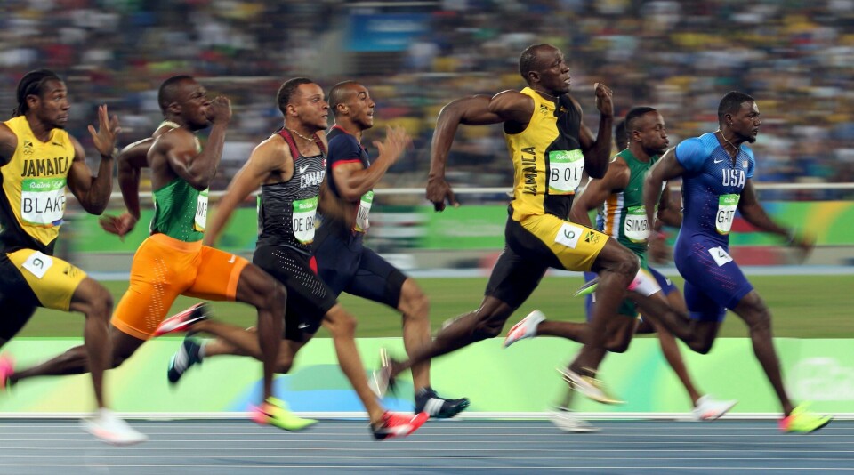 GULL: Usain Bolt er lynrask. Her vinner han på 100-meteren og sikrer seg gull i OL.