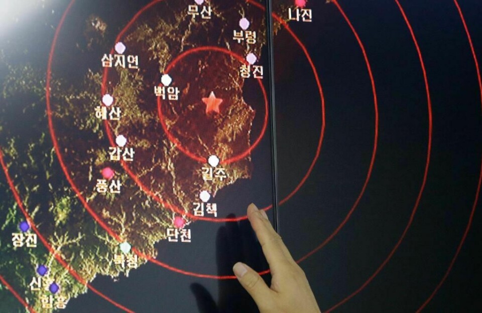STERKT: Nord-Korea har trolig sprengt en atombombe. Dette kartet viser hvor styrken til bomben.