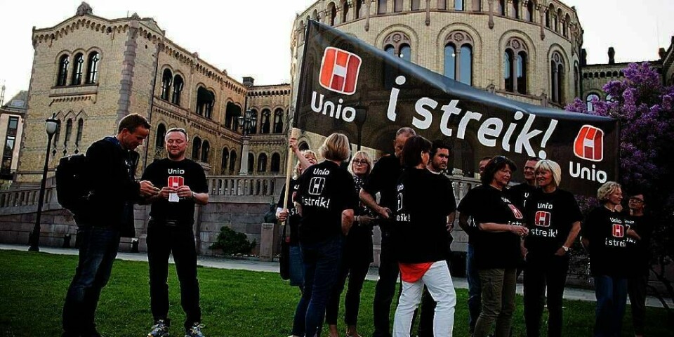 STREIK:  Ansatte i Oslo kommune går ut i streik. Det skjer etter at partene ikke klarte å bli enige onsdag morgen. Bildet er fra forrige uke, da ansatte i staten ble tatt ut i streik.