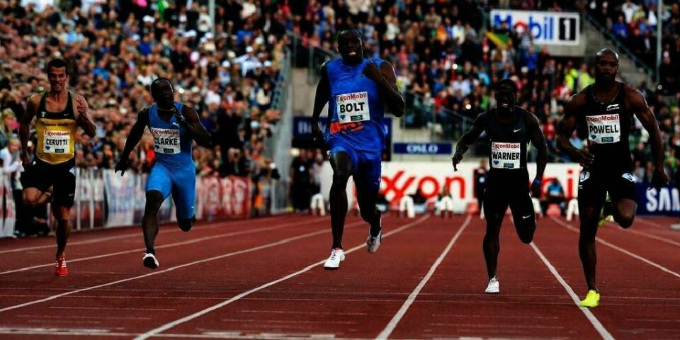 REKORD: Usain Bolt løp inn til ny rekord på Bislett torsdag. Han løp 100 meteren på tiden 9,79 sekunder.