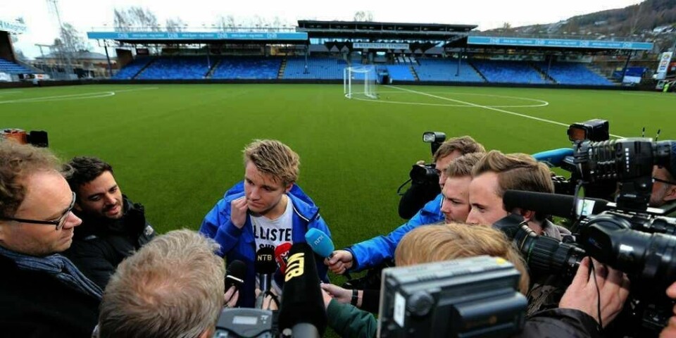 TALENT:Martin Ødegaard ble tirsdag kåret til verdens største talent i fotball. Her er Ødegaard tirsdag på Marienlyst stadion i Drammen i Buskerud.