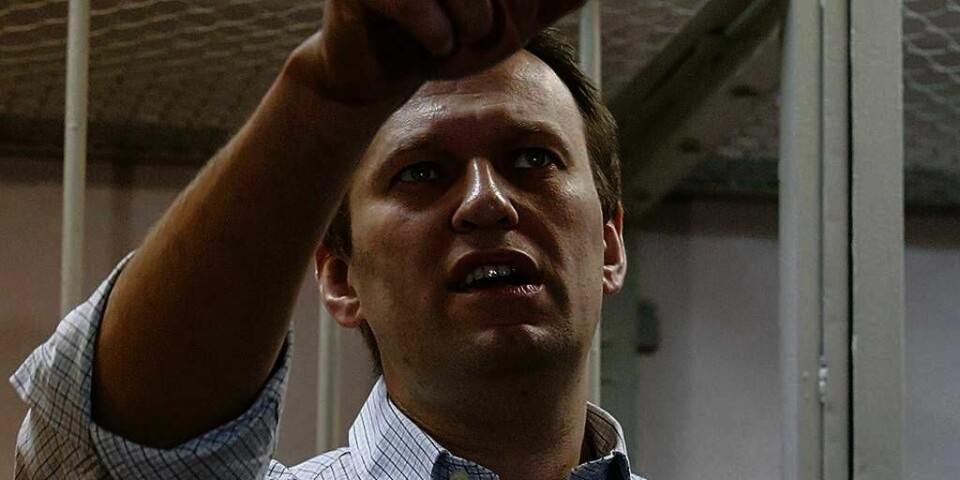 DØMT: Aleksej Navalnyj var sint da han ble dømt til fengsel tirsdag. Han kritiserer Russlands president Putin.