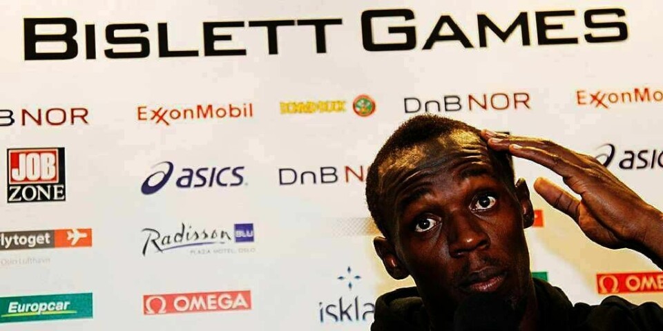 LØPER: Usain Bolt løper 100 meter under Bislett Games i juni.