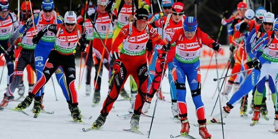 VANT: Tora Berger gikk den første etappen på blandet stafett i skiskyting. Norge vant gull i VM i Russland.