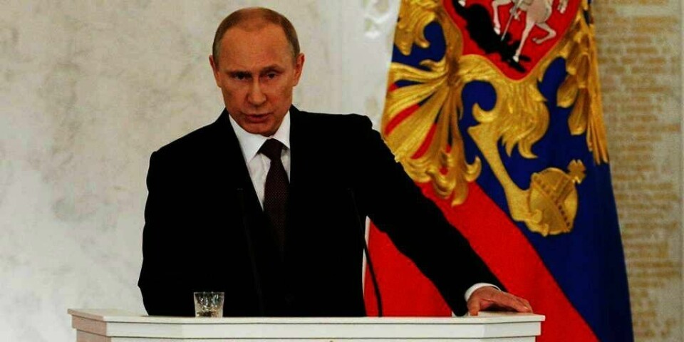 TALE: President Vladimir Putin talte til nasjonalforsamlingen i Russland tirsdag. Han sa at Krim alltid har vært en del av Russland.