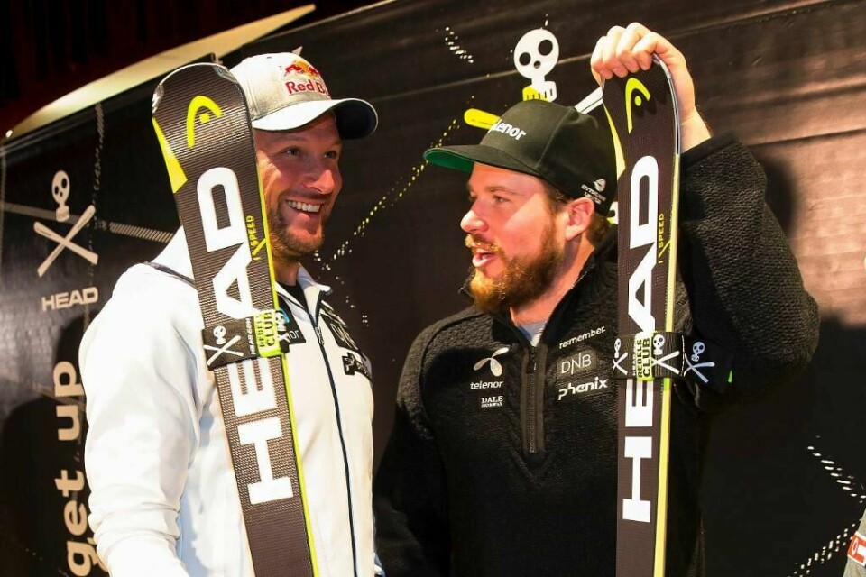 KLAR: Alpinist Kjetil Jansrud (til høyre) er klar for åpningsrennet. Det skjer i Sölden i Østerrike søndag. Aksel Lund Svindal blir nødt til å se på, ikke kjøre rennet.