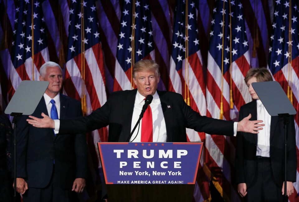 VINNER: Donald Trump vant presidentvalget i USA. Han sier han vil samle det amerikanske folket.
