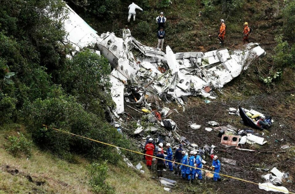 STYRTET: Flyet var på vei fra Bolivia til Colombia da det styrtet. Om bord var 77 mennesker.