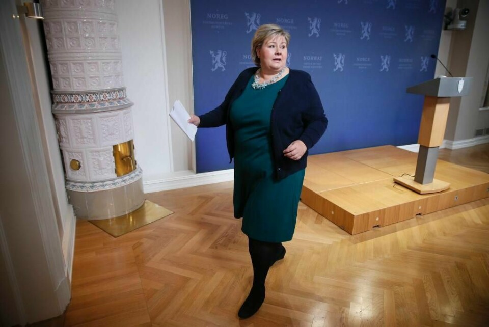 AVLYSER: Statsminister Erna Solberg må avlyse avtaler i nord. Hun skal heller i møter om statsbudsjettet.