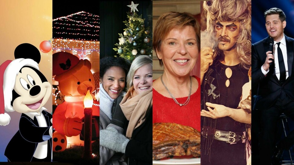 JUL: Her er noen glimt fra jula på TV. Fra venstre: Mikkes jul på TV2, Julegalskap på Vox, Kvelden før kvelden på NRK1, God jul Norge på TV 2, Med Grimm og Gru på NRK3 og Michael Bublés jul på TV3.