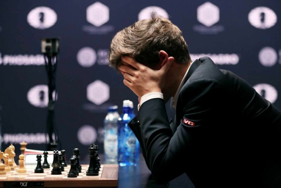 VM: Magnus Carlsen er verdens-mester i sjakk. Men det skal kåres en VM-vinner i hurtigsjakk. Bildet er fra VM i USA i høst.