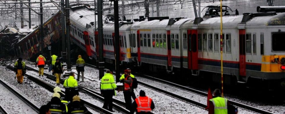 ULYKKE: To tog kolliderte. Det skjedde utenfor hovedstaden Brussel i Belgia.