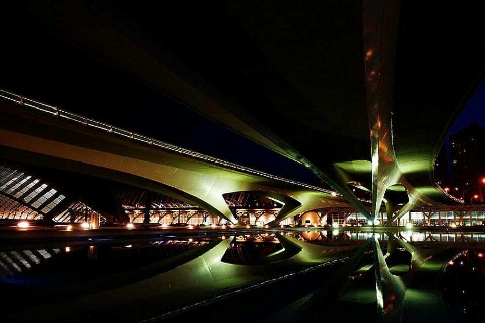 BRO: Det føles som om trafikken i Valencia er langt borte. Men egentlig kjører den rett over vitenskapsbyen. Flere nydelige broer binder byen sammen.