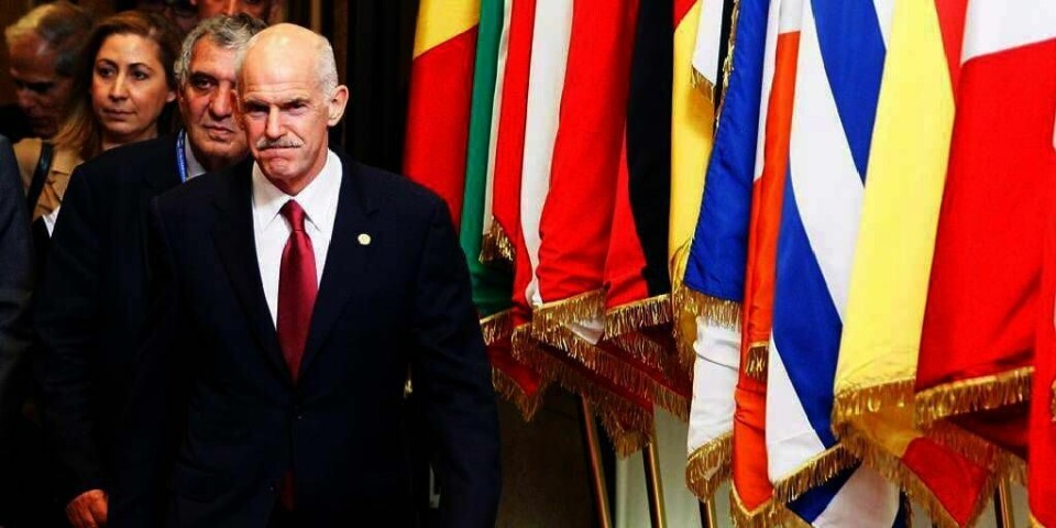 ENIG: Den greske statsministeren George Papandreou (bildet) er enig med EU om en plan for å spare. Men planen må godtas av nasjona-forsamlingen i Hellas.