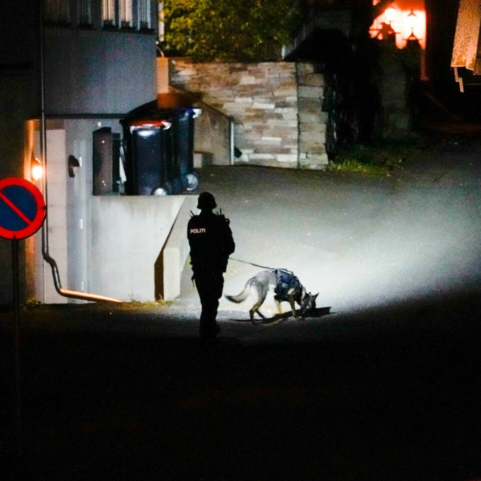 ANGREP: En person skal ha angrepet flere med pil og bue i Kongsberg sentrum. Fem personer er døde og to personer er skadd. Politiet gjør undersøker i Kongsberg sentrum etter den alvorlig hendelsen.Foto: Håkon Mosvold Larsen / NTB