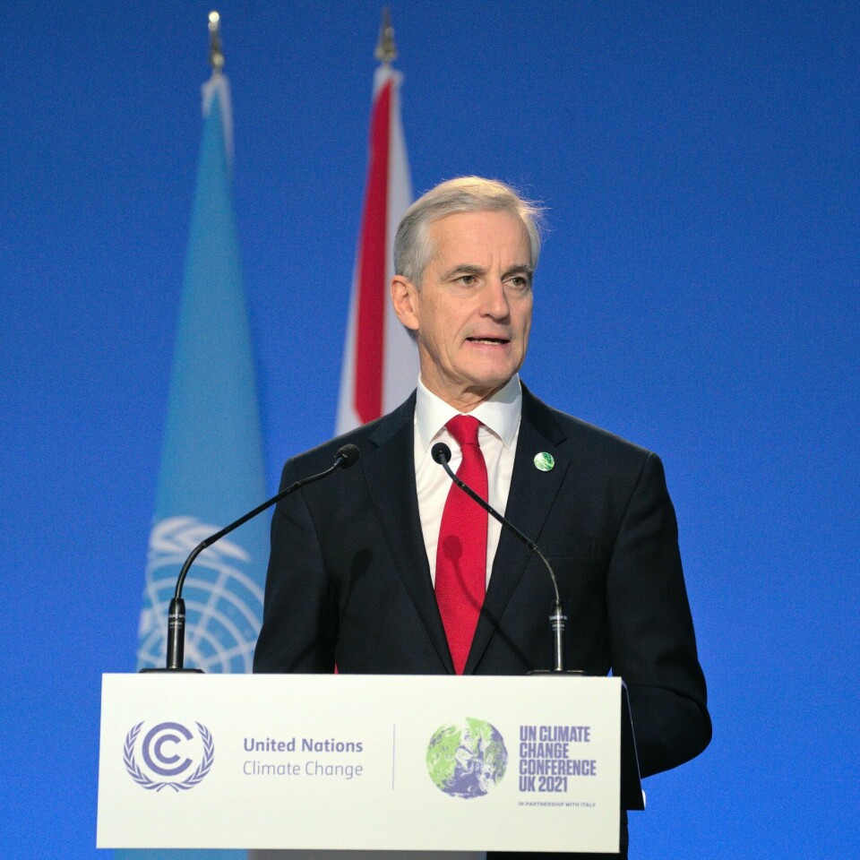 KLIMA: Statsminister Jonas Gahr Støre under klimatoppmøtet COP26 i Glasgow. Statsminister Jonas Gahr Støre talte tirsdag på klimatoppmøtet Cop26 i Glagow. Foto: Terje Pedersen / NTB