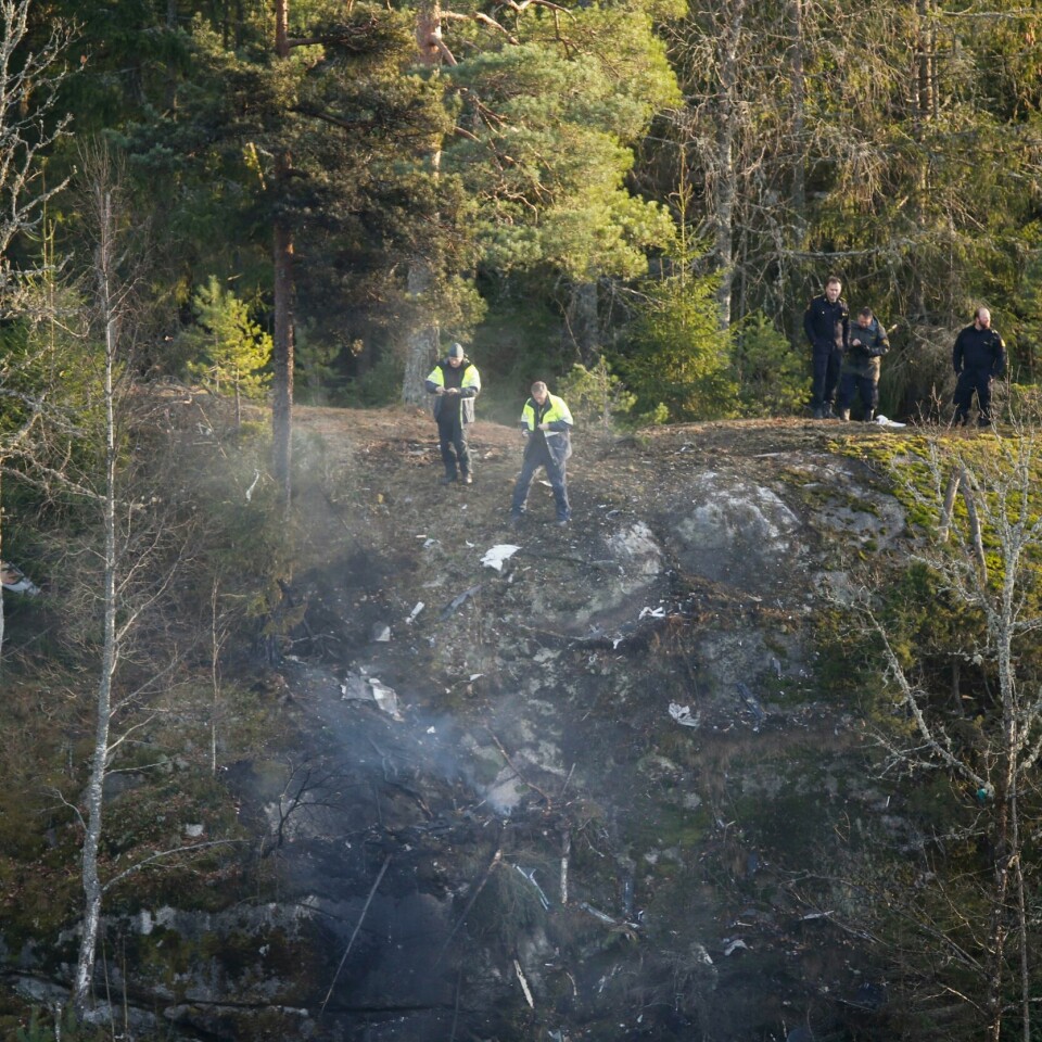 KRÆSJET: Det er funnet rester etter flyet som kræsjet i Larvik. FLY