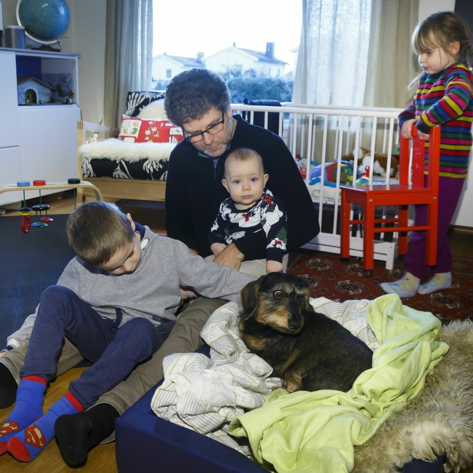 SELSKAP: Noen hunder trenger selskap når det smeller mye ute.
