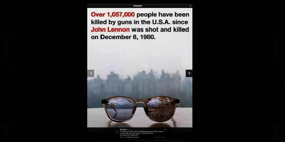 TWITTER: Yoko Ono la ut dette bildet på nettsamfunnet Twitter.