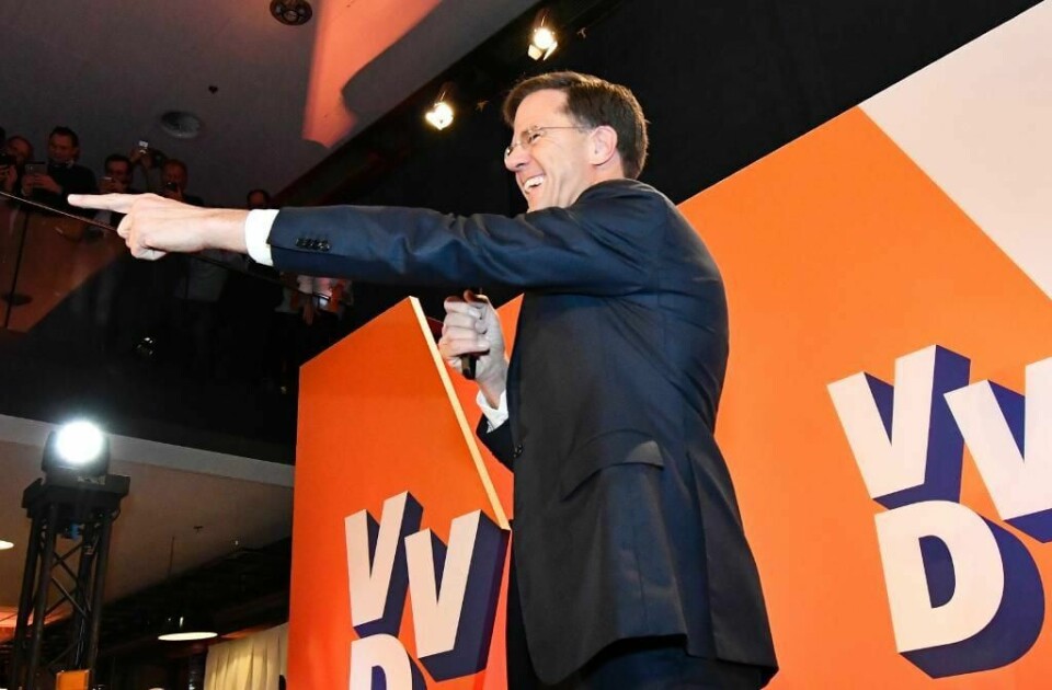 VANT: Statsminister Mark Rutte vant valget i Nederland. Han er fra partiet VVD.