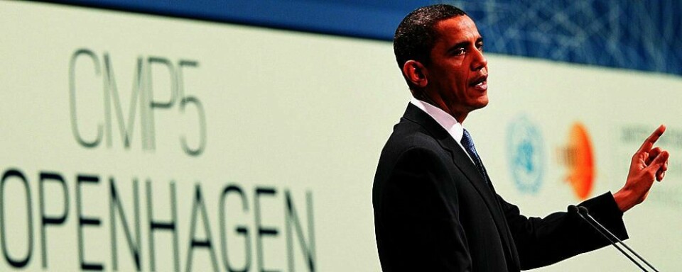 SIKKER:USAs president Barack Obama holdt en tale på klimatoppmøtet i København. Han er sikker på at verden kan løse problemenet med klimaet.