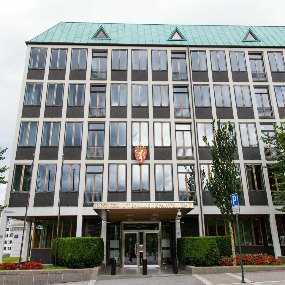 BEKLAGER: UD i Norge beklager diplomatens oppførsel i Russland. Bildet viser Utenriksdepartementet (UD) i Oslo. Illustrasjonsfoto: Audun Braastad / NTB