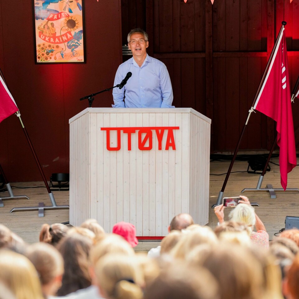 TALE: Nato-sjef Jens Stoltenberg talte torsdag under åpningen av AUFs sommerleir på Utøya.Foto: Beate Oma Dahle / NTB Nato-sjef Jens Stoltenberg talte torsdag under åpningen av AUFs sommerleir på Utøya.Foto: Beate Oma Dahle / NTB
