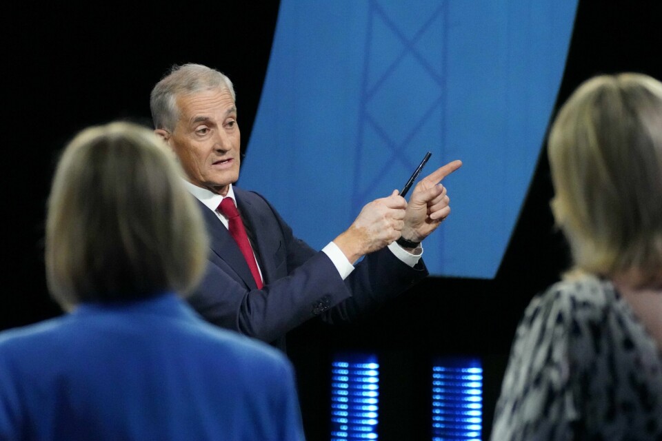 Jonas Gahr Støre under NRKs direktesendte partilederdebatt i Arendal torsdag kveld.Foto: Ole Berg-Rusten / NTB Statsminister Jonas Gahr Støre (Ap) under partilederdebatten i Arendal torsdag kveld.Foto: Ole Berg-Rusten / NTB