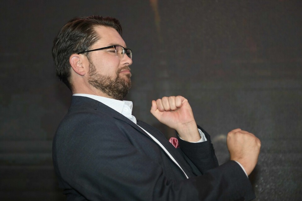 VALG: Sverige-demokraternas partileder Jimmie Åkesson utropes til vinner av valget av svenske aviser. Bildet viser Sverige-demokraternas partileder Jimmie Åkesson. Han utropes til vinner av valget av svenske aviser.