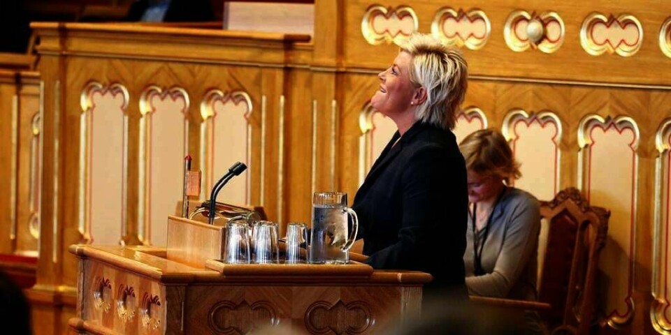 KRITIKK: Frps leder Siv Jensen mener regjeringen er handlings-lammet.