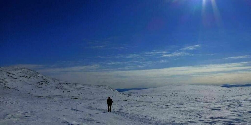 SOL:Det er fortsatt skisesongen flere steder i landet. Her er en skigåer somgikk på Sødorpfjellet i Gudbrandsdalen i Oppland i fjor.