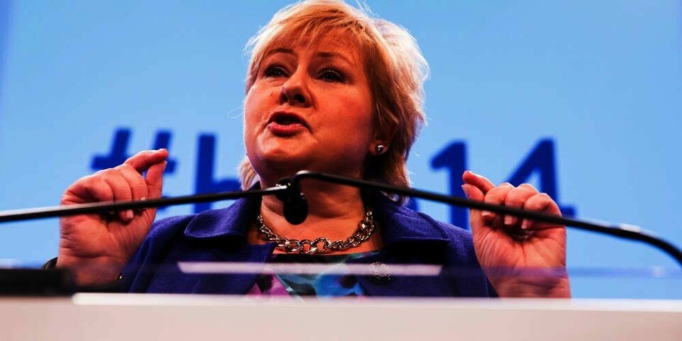 TAKK: Erna Solberg takket under sin tale for Høyres landsmøte fredag.