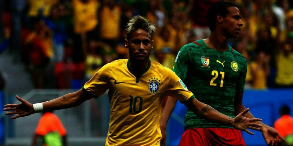 Neymar spilte en veldig god kamp og skåret to mål. Brasil vant 4-1 over Kamerun.