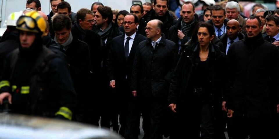 TERRORANGREP: President François Hollande var raskt på plass etter terrorangrepet mot Charlie Hebdo.