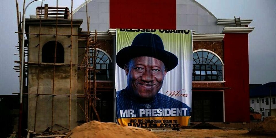PRESIDENT: Goodluck Jonathan er president i Nigeria. Han håper å vinne valget 28. mars. Han mener at terrorgruppa Boko Haram kan vinnes over innen én måned.