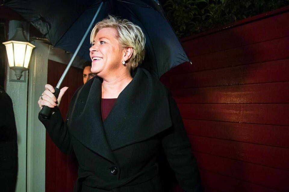 BUDSJETT: Siv Jensen er finansminister. Hun legger fram statsbudsjettet for 2018 torsdag.