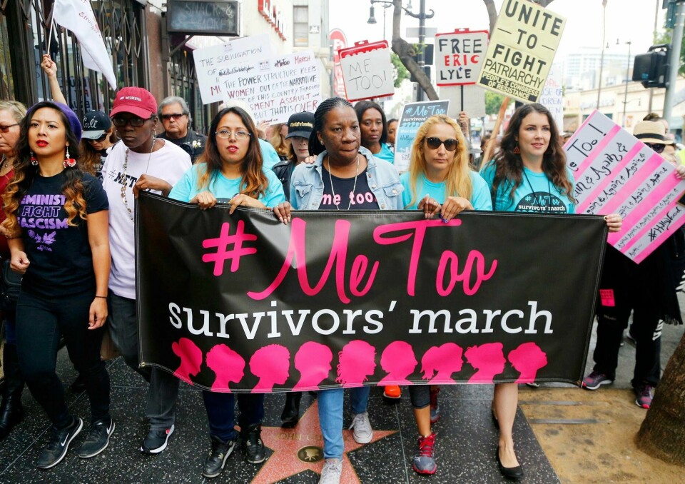 METOO: Kvinner protesterer mot seksuell trakassering i Los Angeles i USA.