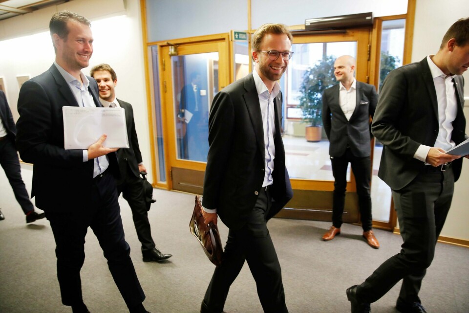 FORHANDLET: Regjeringen, Kristelig Folkeparti og Venstre forhandlet om budsjettet 2018. Nå er partiene enige om statsbudsjettet.